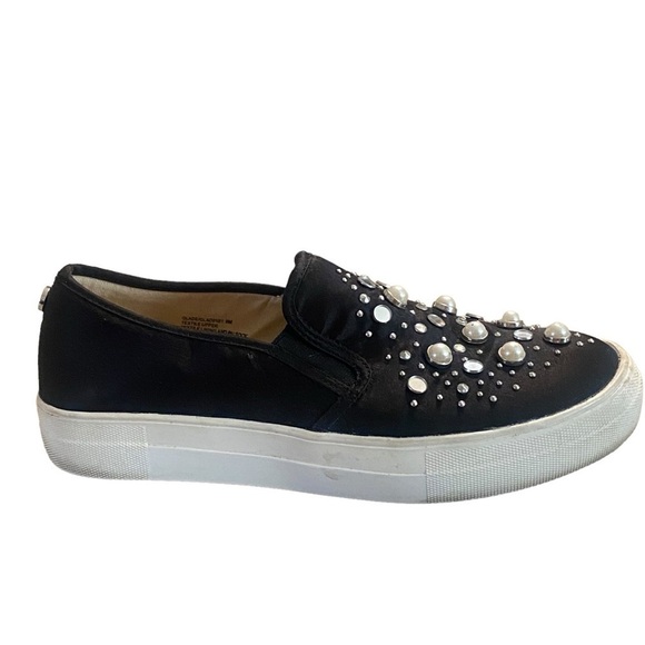 Steve Madden Black 9 Glade Black Satin Slip-On Sneakers - Picture 11 of 14